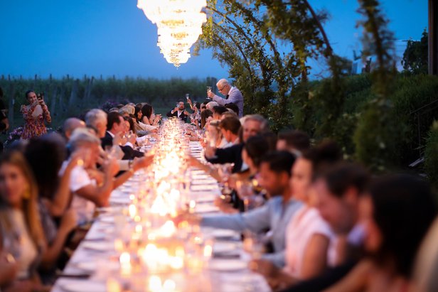 dinner table at the vineyard