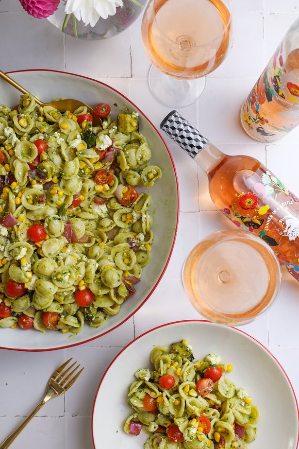 Grilled Vegetable Pasta Salad with Charred Scallion Vinaigrette